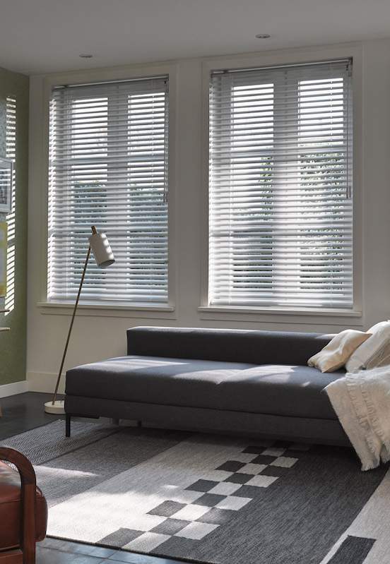 White venetian blinds